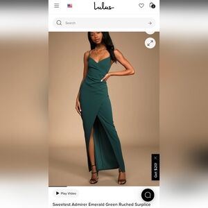 Sweetest Admirer Emerald Green Ruched Surplice